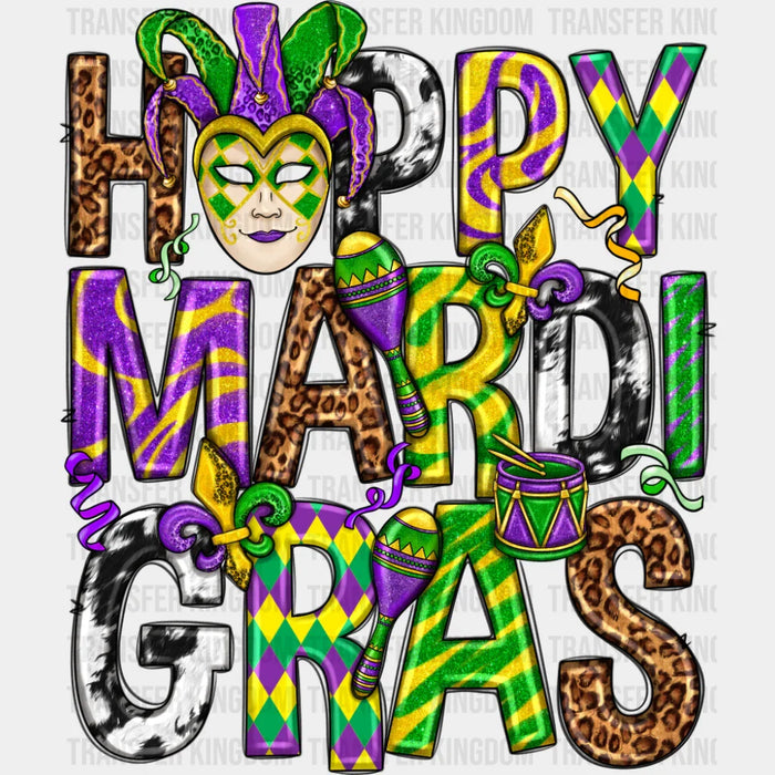 Happy Marti Gras - Mardi Gras DTF Transfer