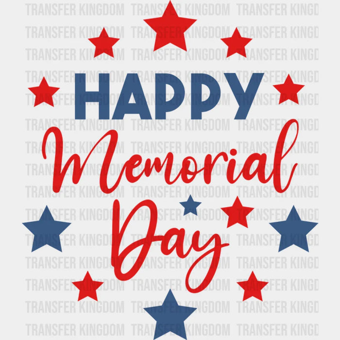 Happy Memorial Day Red And Blue - Memorial Day DTF Transfer