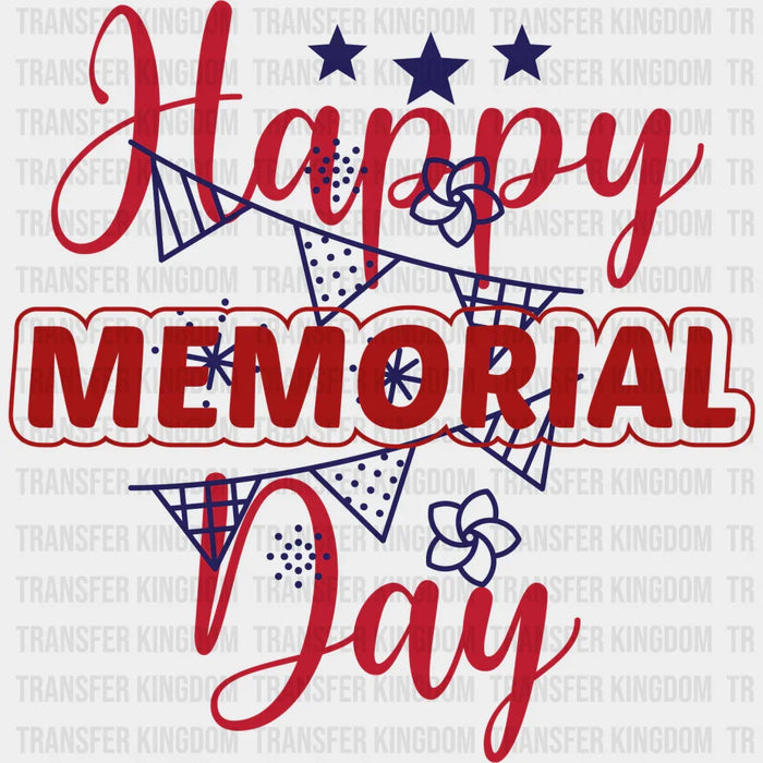 Happy Memorial Day Blue Stars - Memorial Day DTF Transfer
