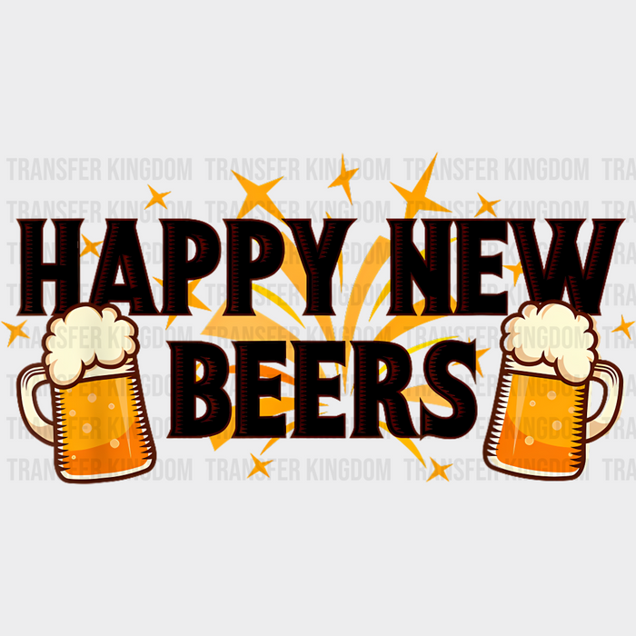 Happy New Beers B&W - New Year DTF Transfer
