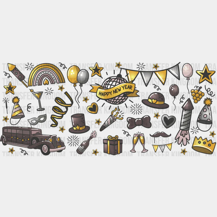 Happy New Year Disco Ball - New Year Cup Wrap UV Sticker Permanent UV DTF Decal