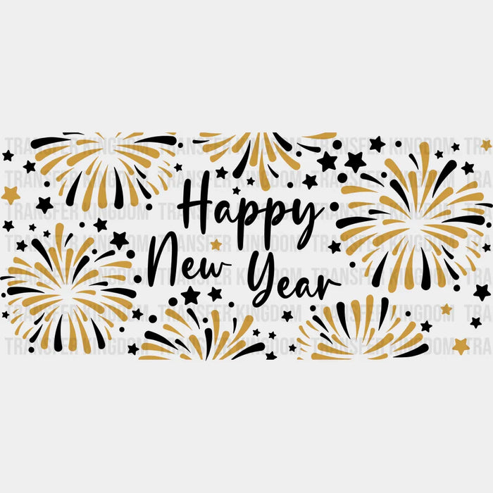 Happy New Year Fireworks - New Year Cup Wrap UV Sticker Permanent UV DTF Decal