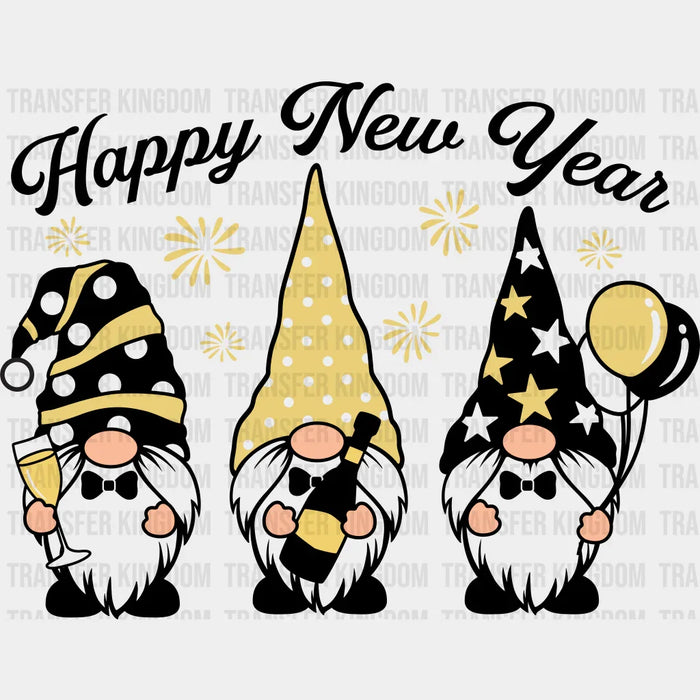 Happy New Year Gnomies - New Year DTF heat transfer