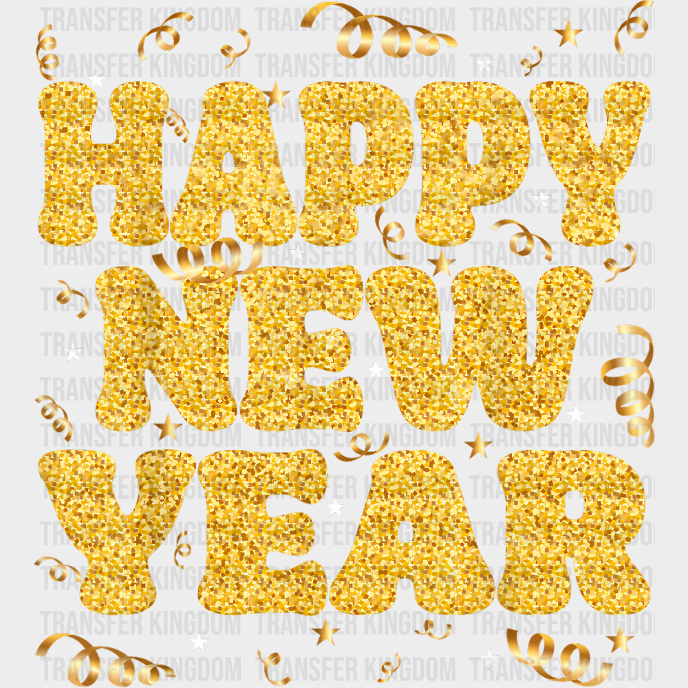 Happy New Year Gold Color - New Year DTF Transfer