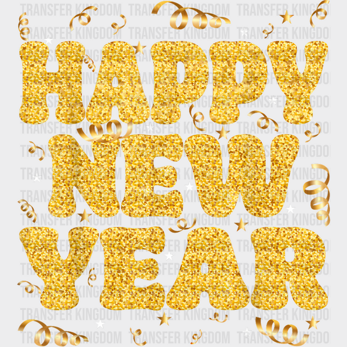 Happy New Year Gold Color - New Year DTF Transfer