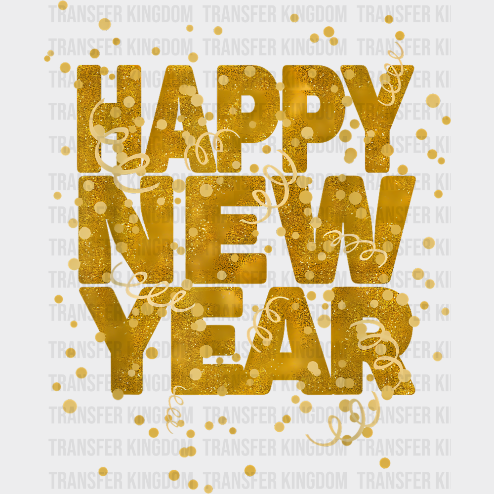 Happy New Year Gold Design - New Year DTF Transfer