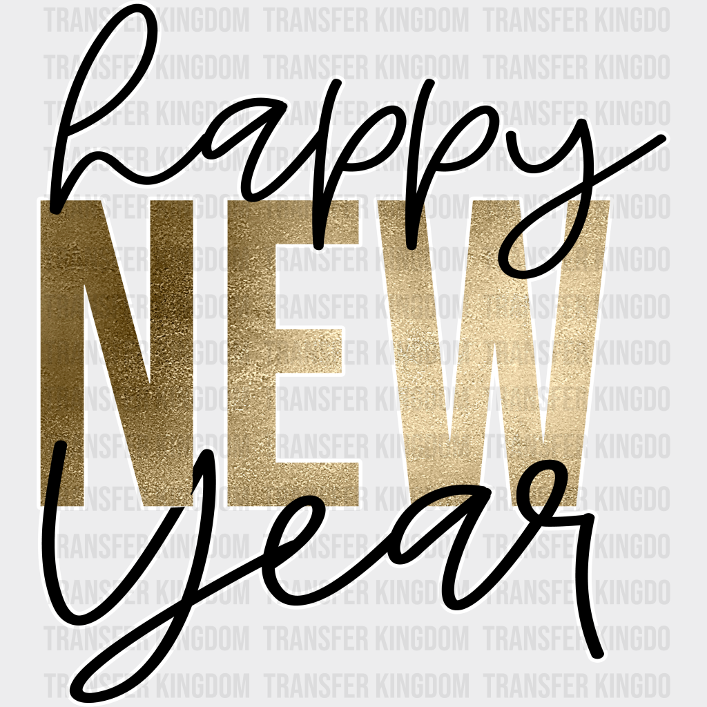 Happy New Year Golden Design - Dtf Heat Transfer Unisex S & M (10’) / Light Color (See Imaging)