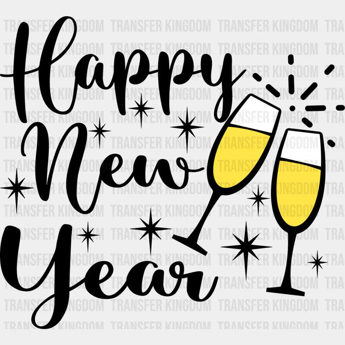 Happy New Year Raising Toast Design - New Year DTF heat transfer