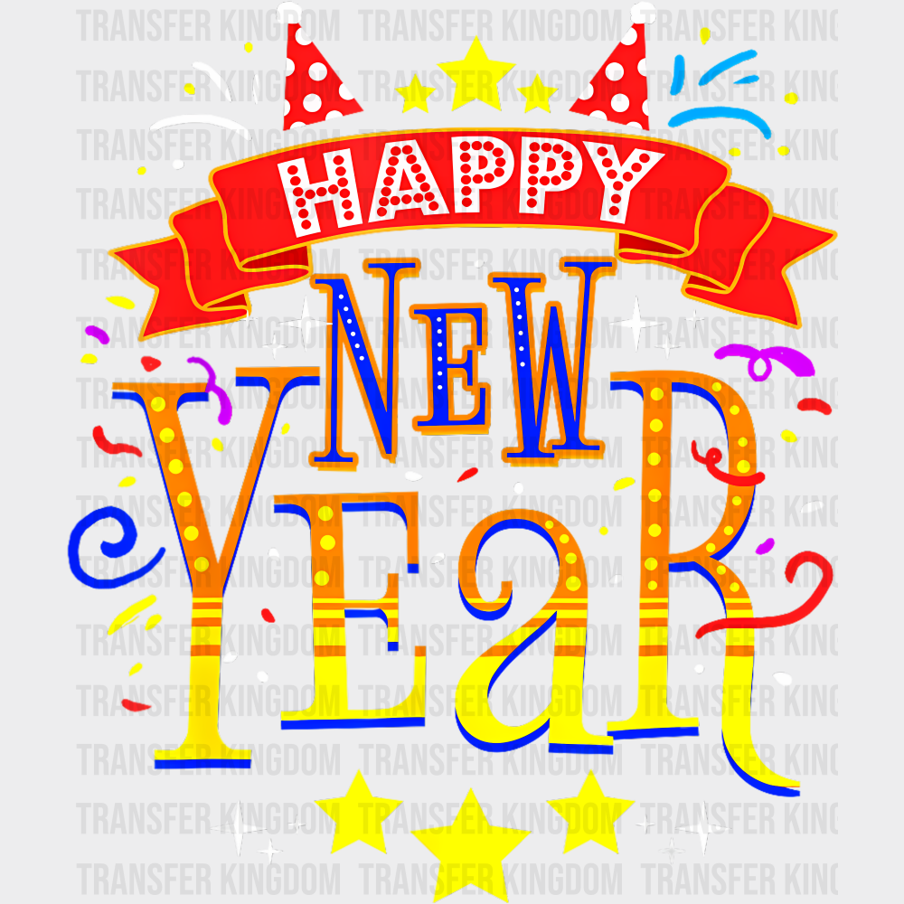 Happy New Year Stars - New Year DTF Transfer