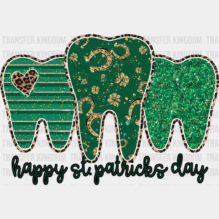 Happy St. Patrick's Day Green Teeth Design - St. Patrick's Day DTF Transfer