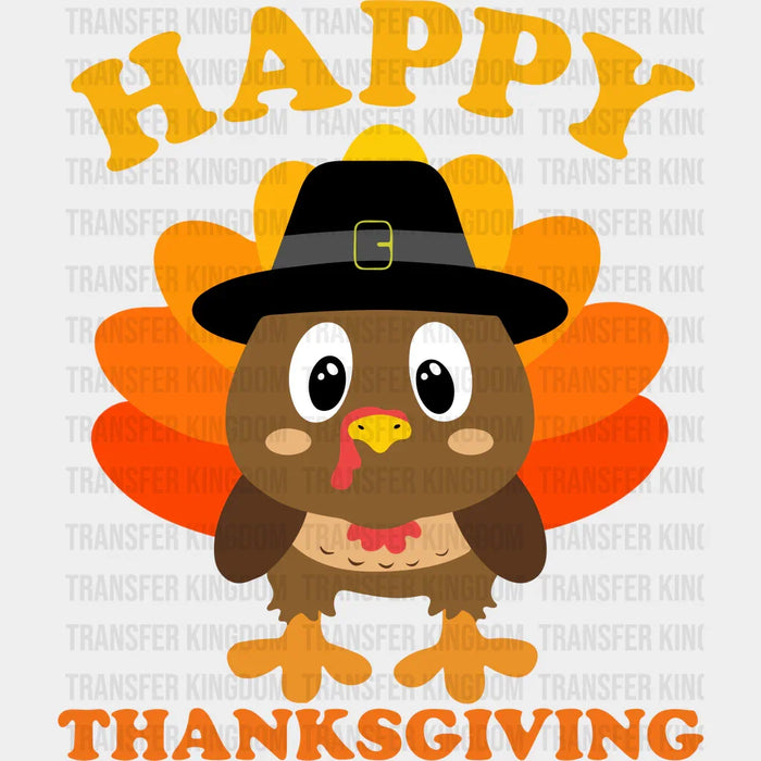 Happy Thanksgiving Fedora Turkey - Thanksgiving DTF Transfer
