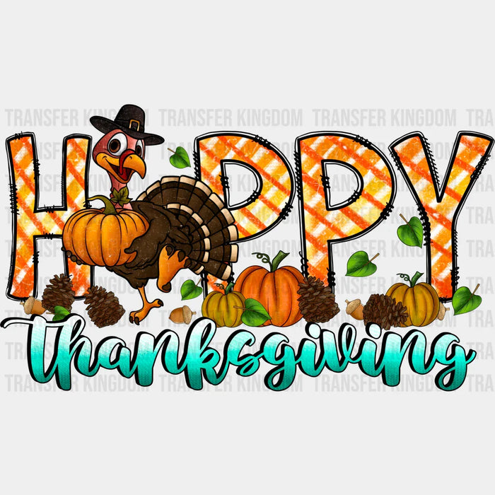 Happy Thanksgiving Turkey Design - Thanksgiving DTF heat transfer