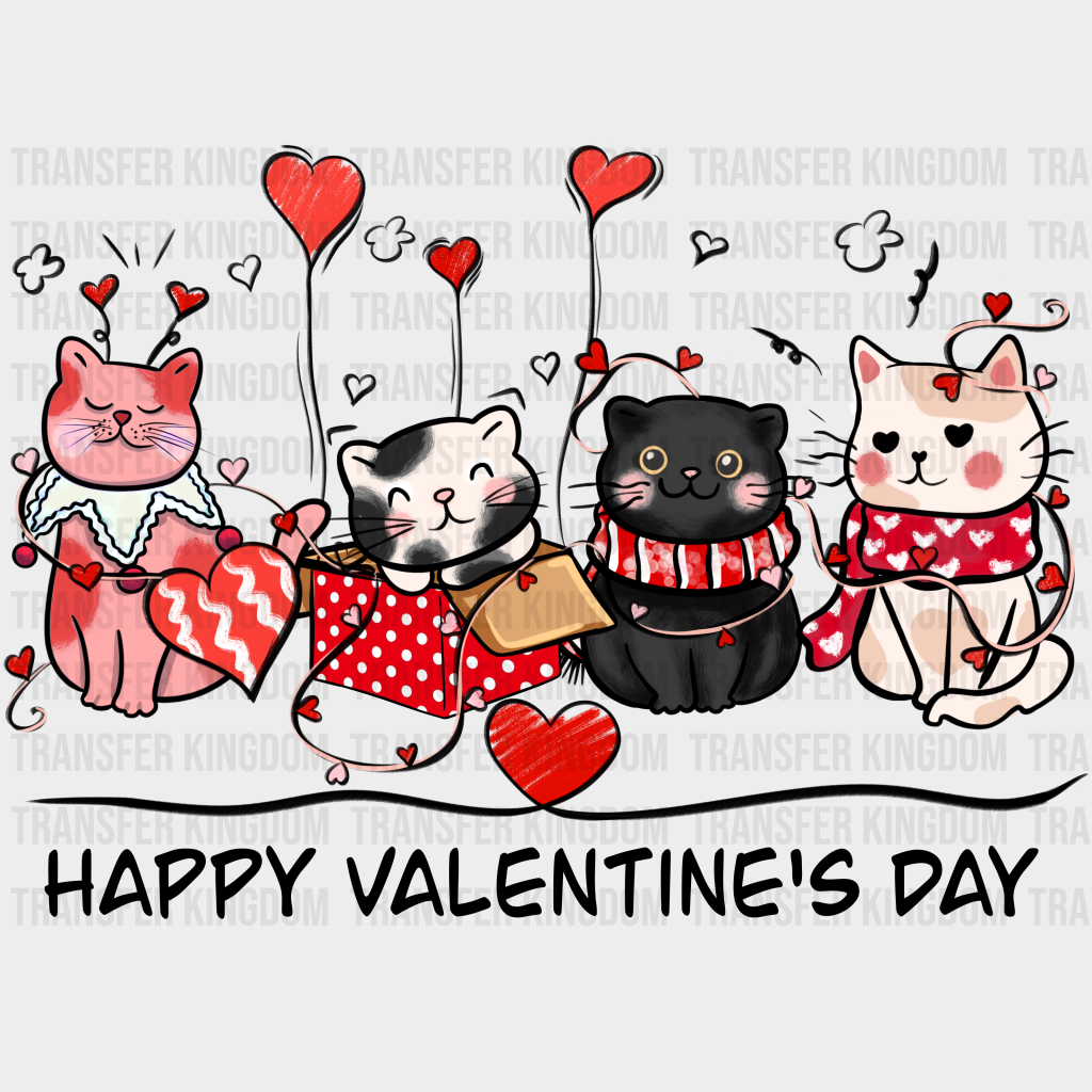 HAPPY VALENTINES DAY CATS - DTF heat transfer - transfer-kingdom