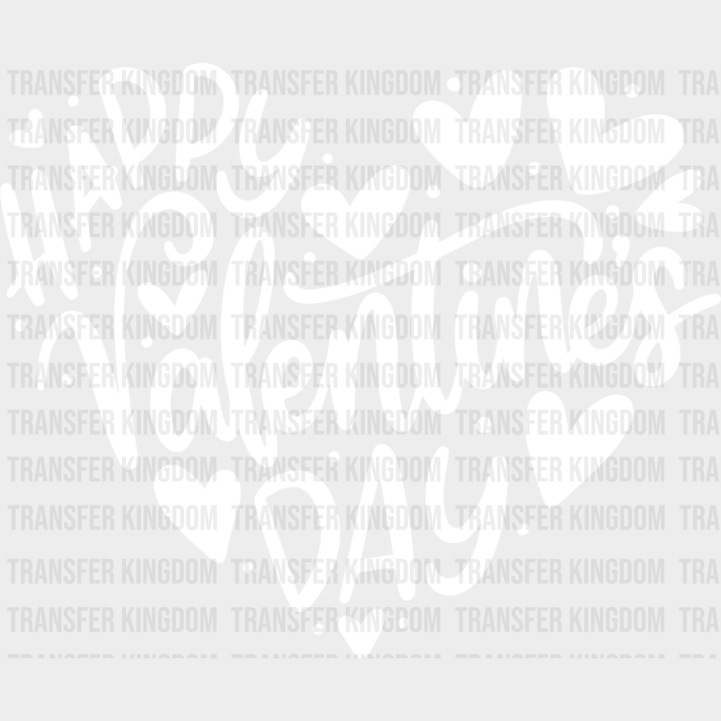 Happy Valentine’s Day Heart Shape Red & White - Valentine’s Day DTF Transfer Adult Unisex - S & M (10’’) / Light Color