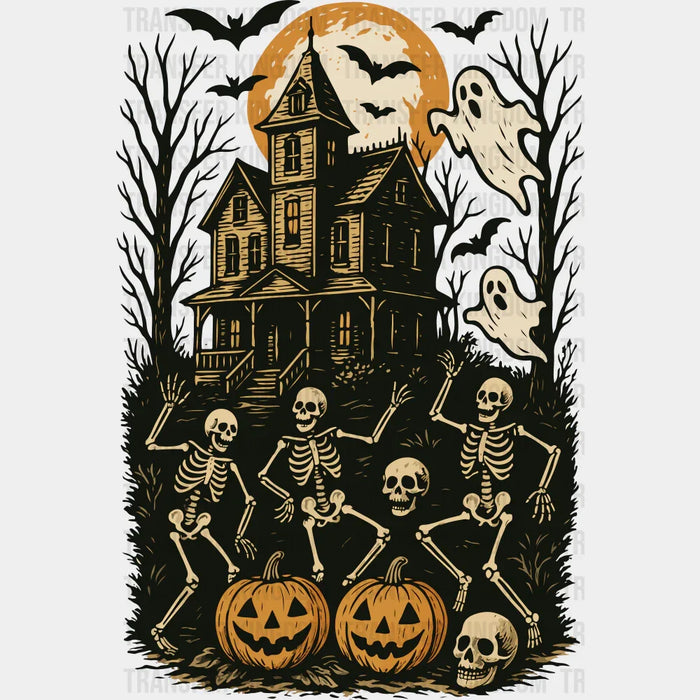 Haunted House & Skeletons - Halloween DTF Transfer