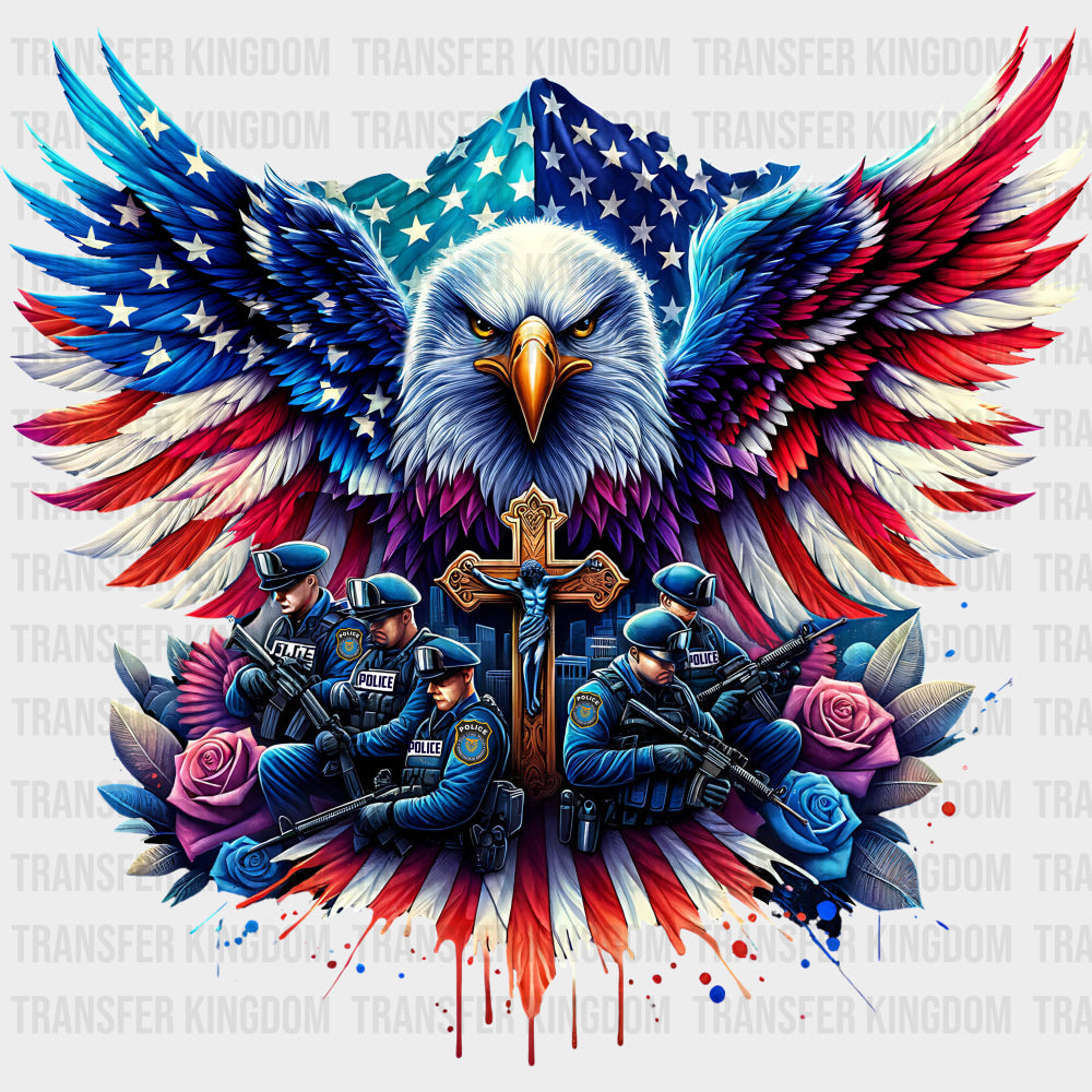 Hawk Cross US Flag - Police DTF Transfers