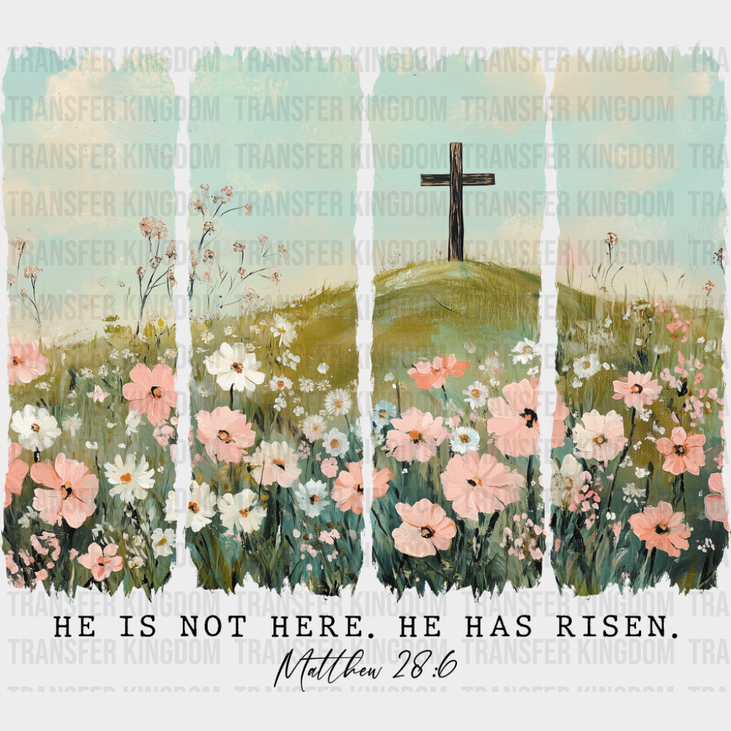 He Is Not Here He Has Risen - Christianity DTF Transfer Adult Unisex - S & M (10’’) / Dark Color Design (See Imaging)