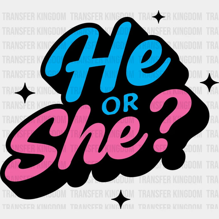 He Or She Blue And Pink Design - Gender Reveal Iron On DTF Transfer