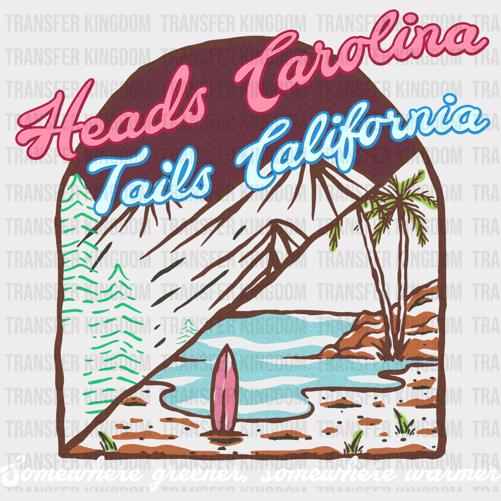 Head Carolina Tails California Summer Dtf Transfer Unisex - S & M (10’) / Light Color Design See