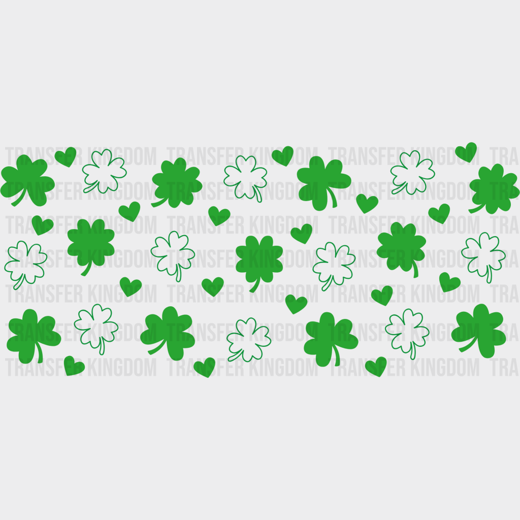 Heart And Four Leaf Clover - St Patrick Cup Wrap Uv Sticker Permanent Dtf Decal