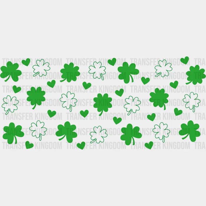 Heart And Four Leaf Clover - St Patrick Cup Wrap UV Sticker Permanent UV DTF Decal