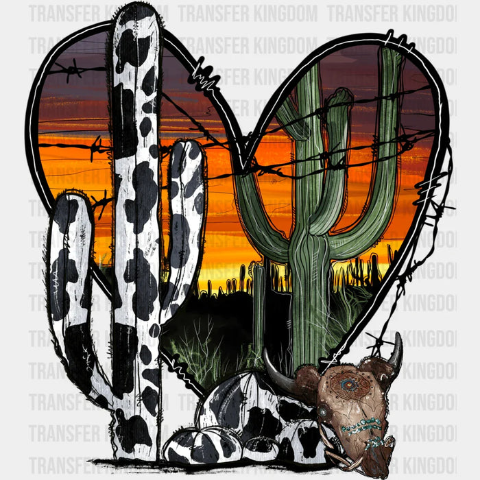 Heart Cactus Sunset Design - Western DTF Transfers