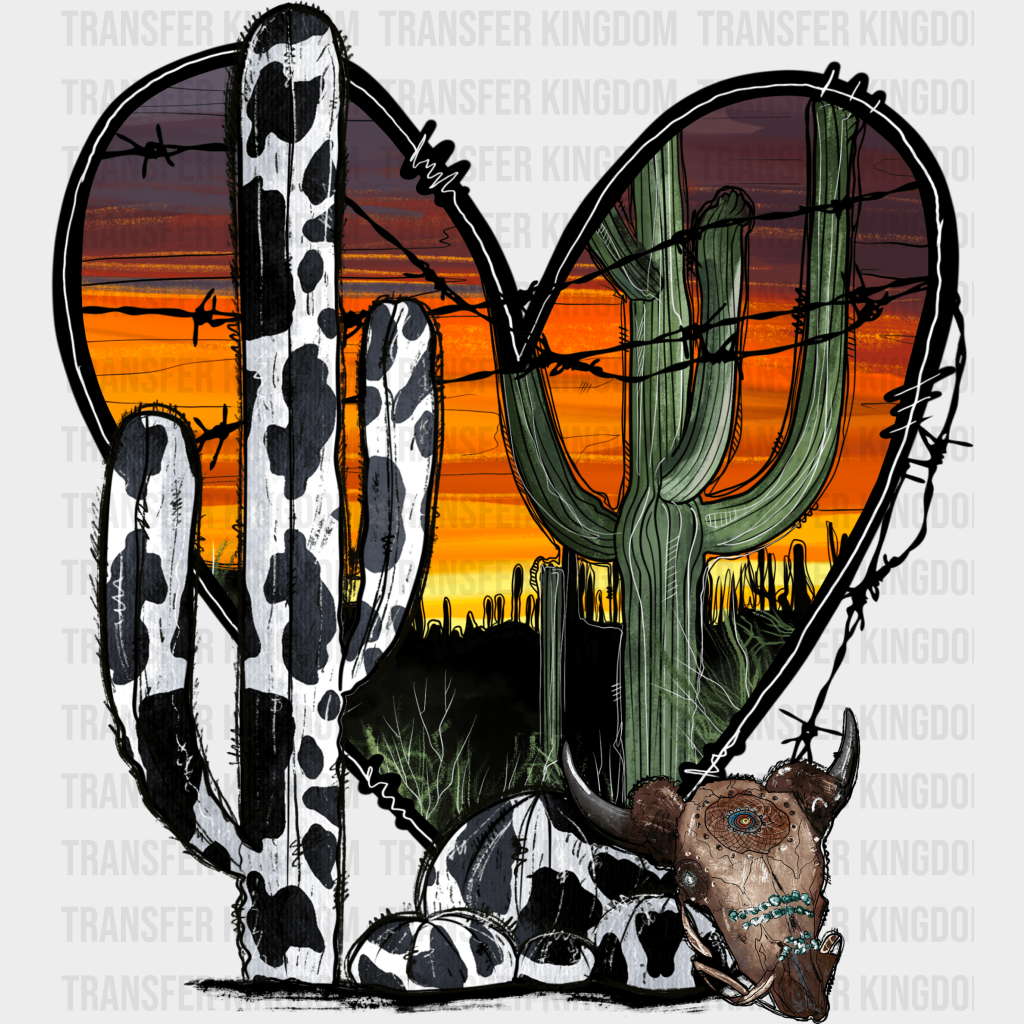 Heart Cactus Design - Western Dtf Transfers