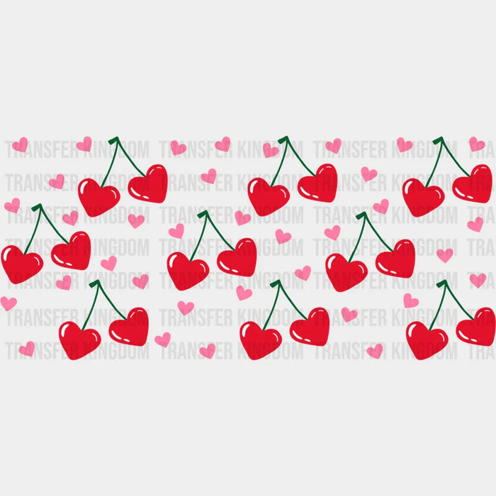 Heart Cherries - Valentine's Day Cup Wrap UV Sticker Permanent UV DTF Decal