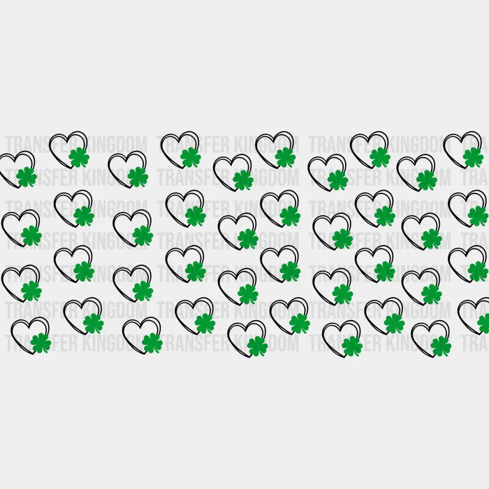 Heart Clover Design - St Patrick Cup Wrap UV Sticker Permanent UV DTF Decal