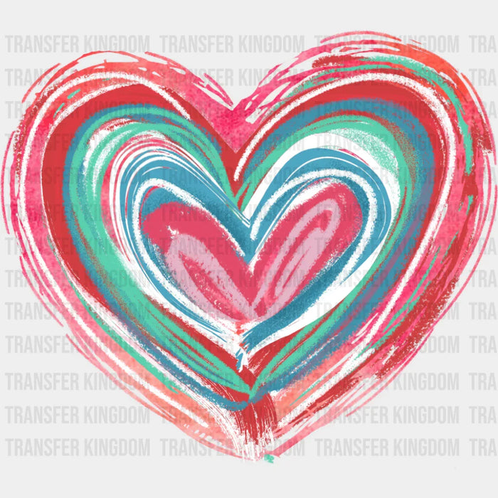 Heart Drawing Colorful Design - Valentine's Day DTF Transfer