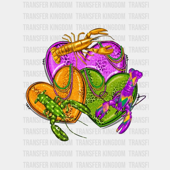 Heart Lobster Mardi Gras Design- Mardi Gras DTF heat transfer