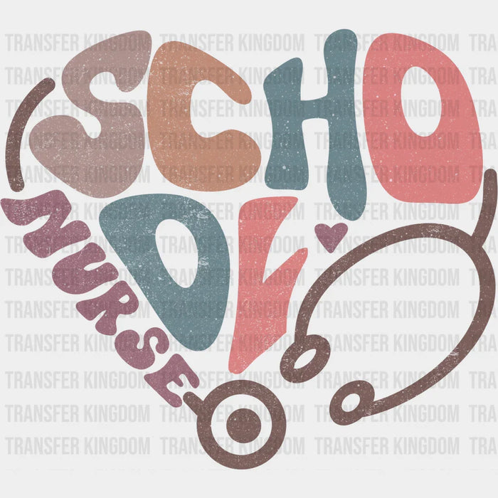 Heart Shape School Nurse Design - School Nurse DTF Transfers
