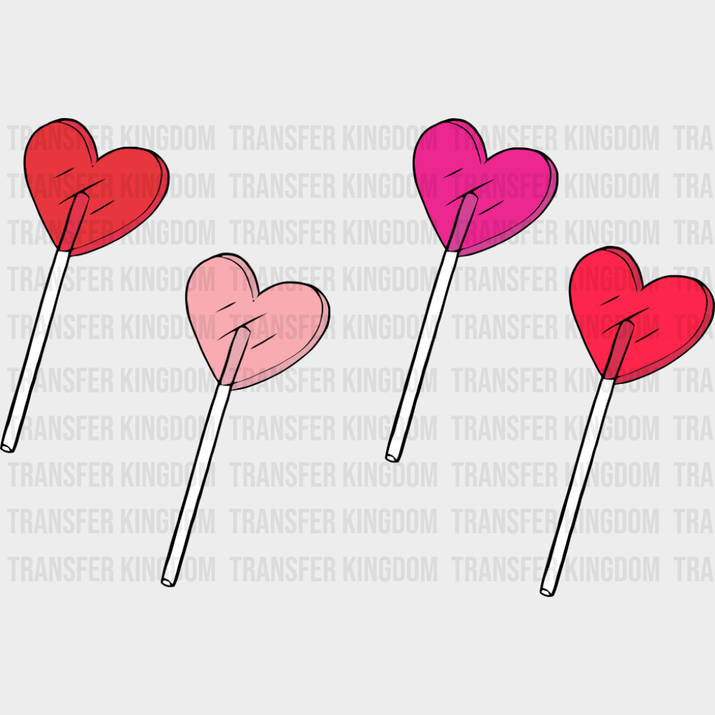 Heart Shaped Lollipops - Valentine’s Day DTF Transfer