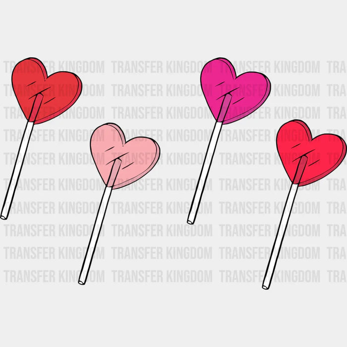 Heart Shaped Lollipops - Valentine's Day DTF Transfer