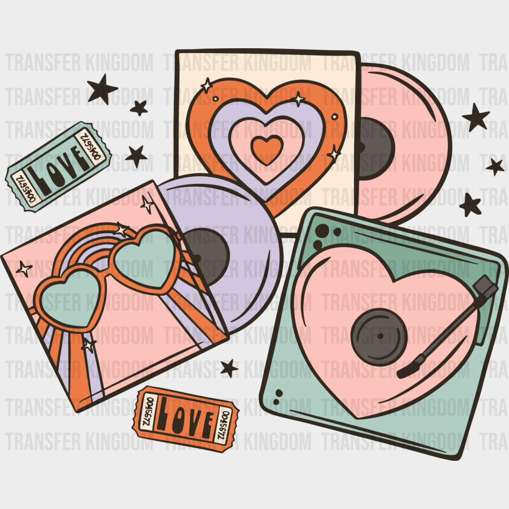 Heart Vinyls Design - Valentine’s Day Dtf Transfer Unisex S & M (10’’) / Dark Color See Imaging