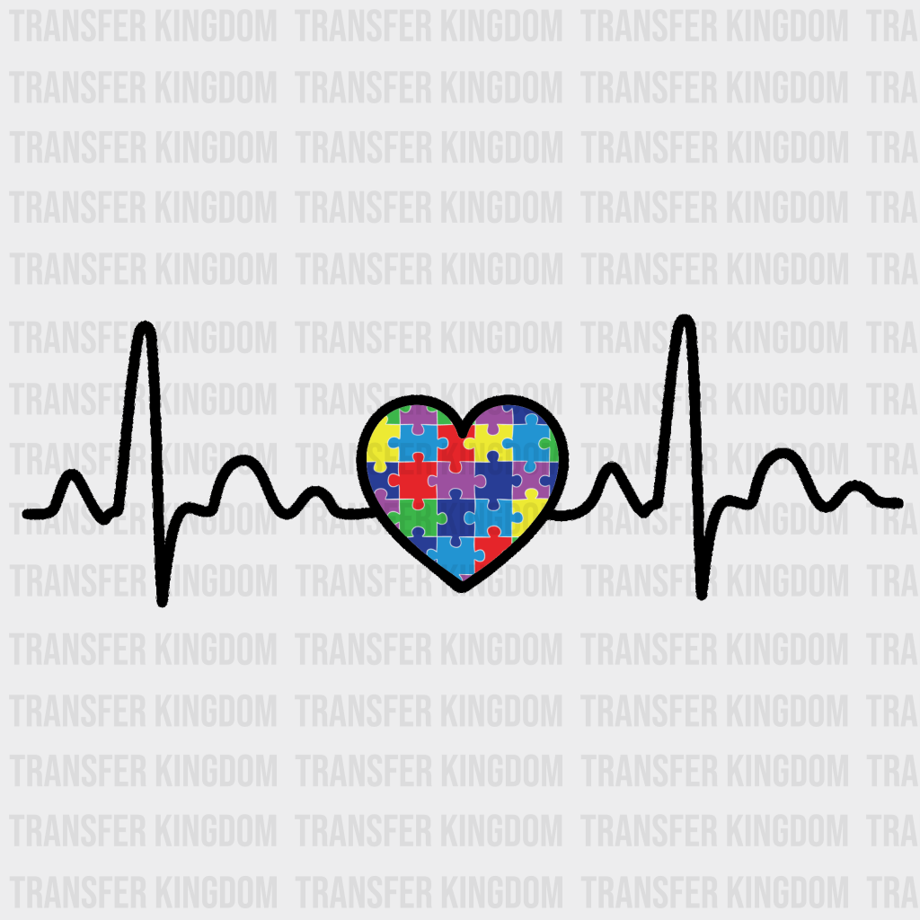 Heartbeat Autism Awareness Design - DTF heat transfer - Transfer Kingdom