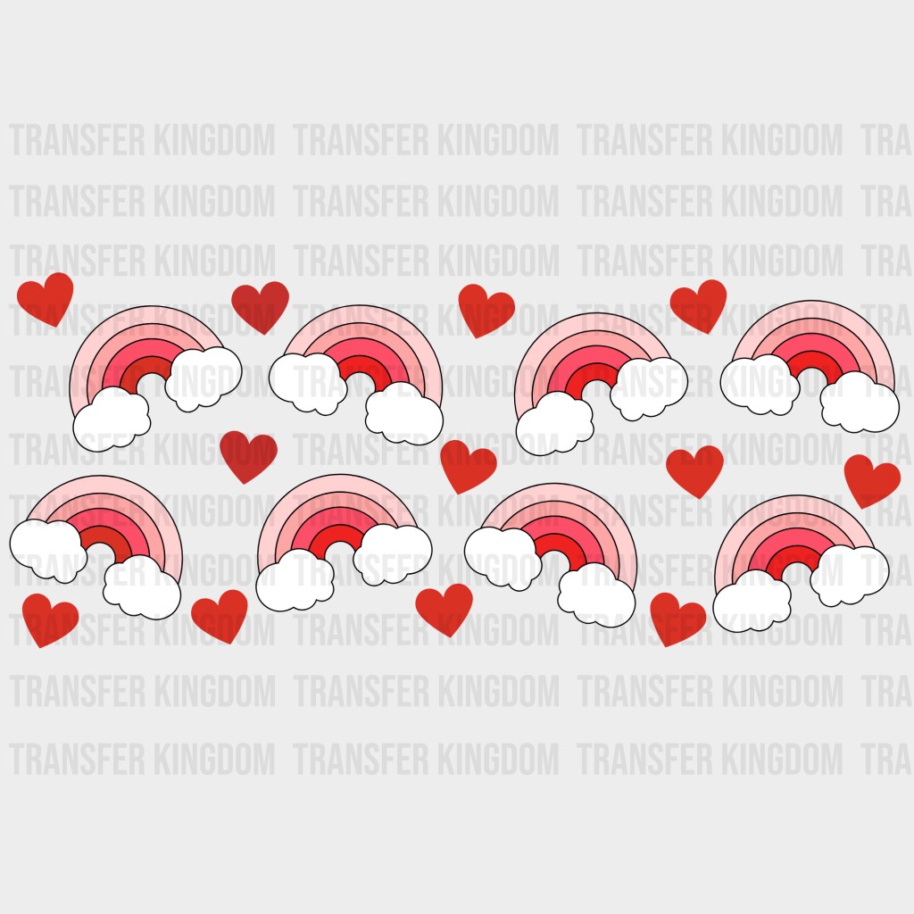 Hearts And Rainbows Uv Dtf Transfer Cup Wrap Sticker