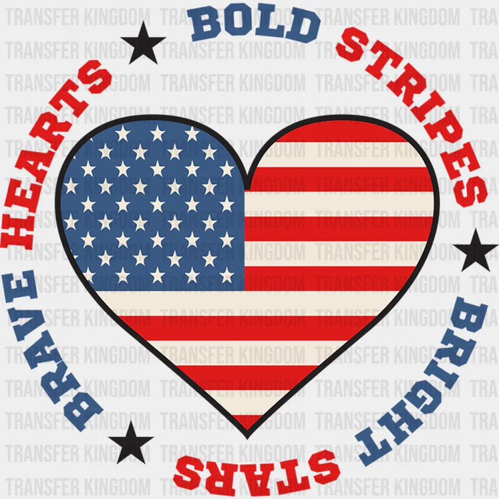 Hearts Bold Stripes Bright Stars - Memorial Day DTF Transfer