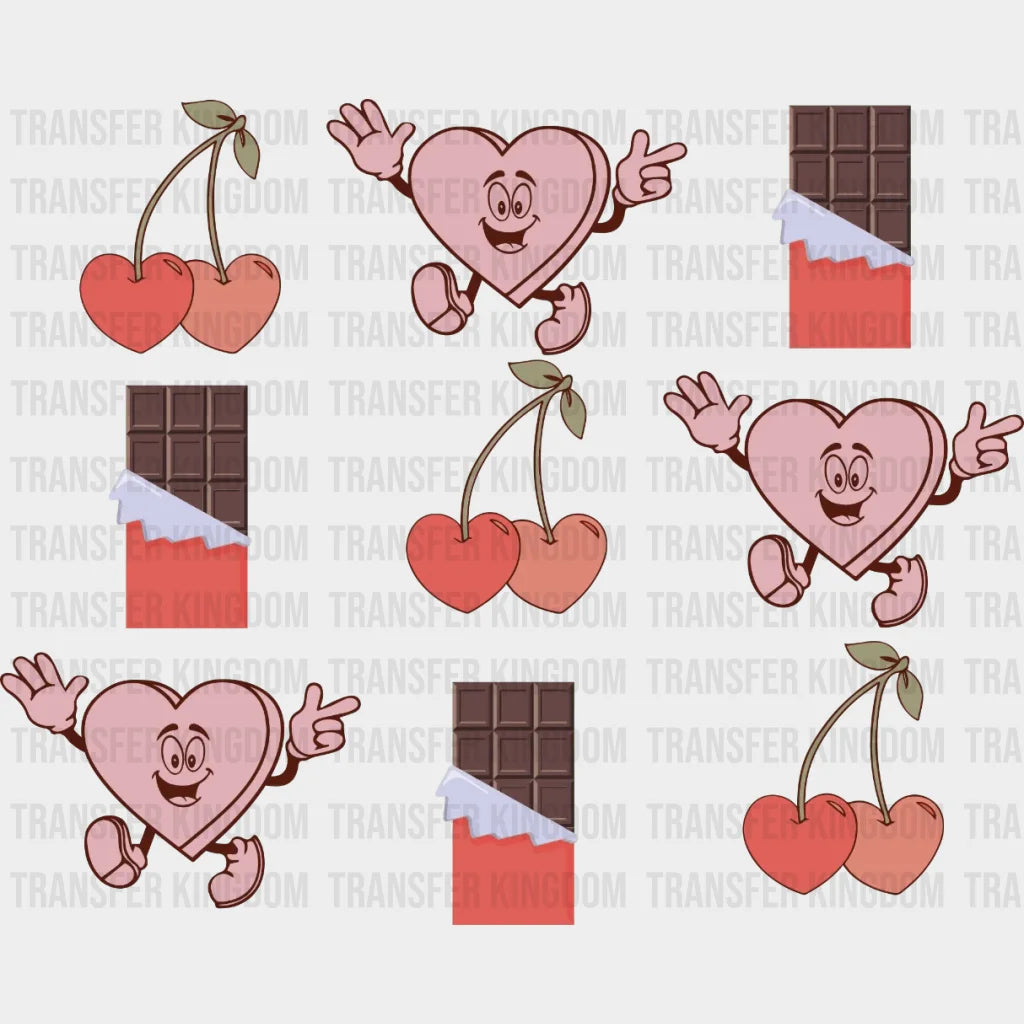 Hearts Cherry Chocolate Valentines Day Design - Dtf Heat Transfer