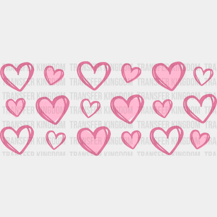 Pink Hearts Design - UV DTF Transfer Cup Wrap UV DTF Sticker