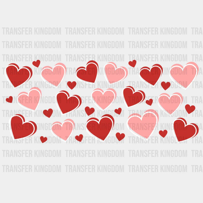 Red And Pink Hearts - UV DTF Transfer Cup Wrap UV DTF Sticker