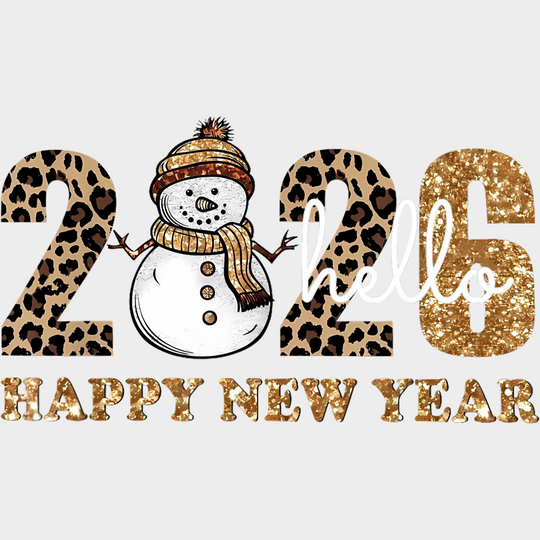 Hello 2026 Happy New Year - New Year DTF Transfer Adult Unisex - S & M (10’’) / Light Color Design (See Imaging)
