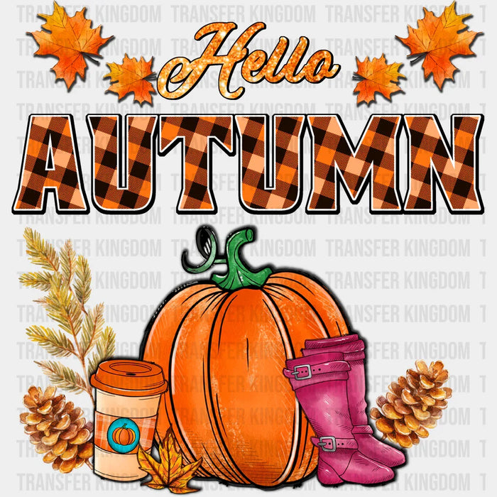 Hello Autumn Pink Boots - Fall DTF Transfer