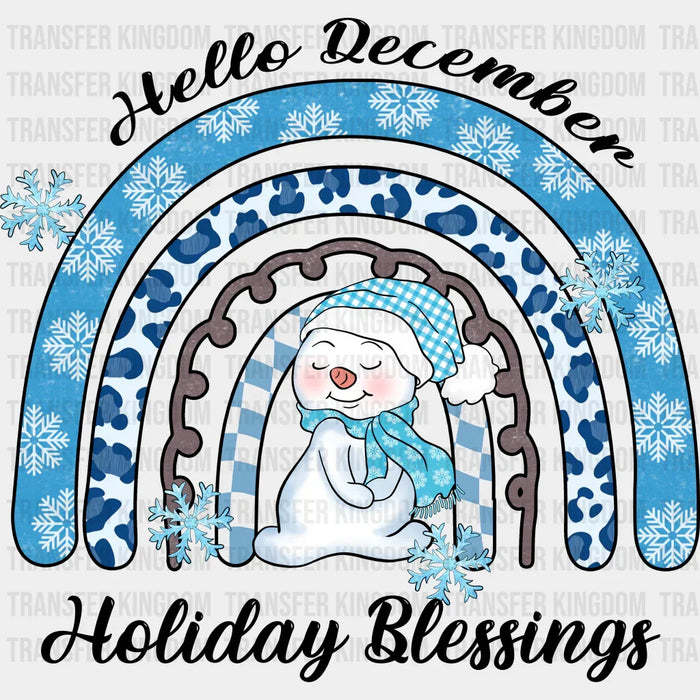 Hello December Holiday Blessings - Winter Iron On DTF Transfer