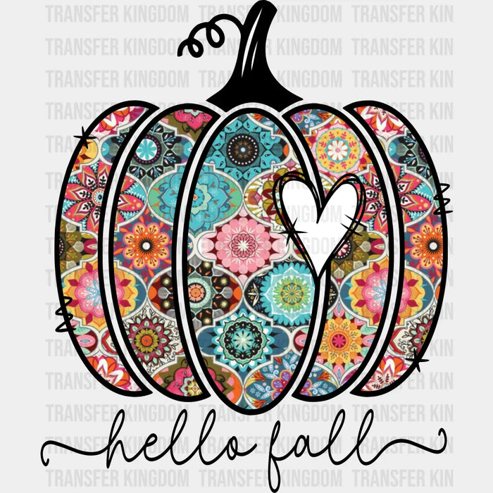 Hello Fall Heart Pumpkin - Fall DTF heat transfer