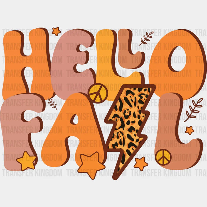 Hello Fall Peace Sign - Fall DTF Transfer