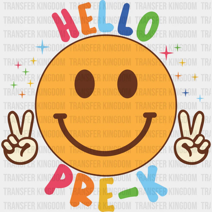 Hello Pre-K Smiley - Back To School DTF Transfer