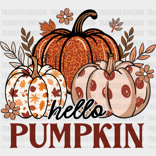 Hello Pumpkin Colorful Pumpkins - Fall Dtf Transfer Unisex S & M (10’’) / Dark Color Design See