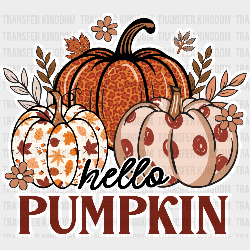 Hello Pumpkin Colorful Pumpkins - Fall Dtf Transfer Unisex S & M (10’’) / Light Color Design