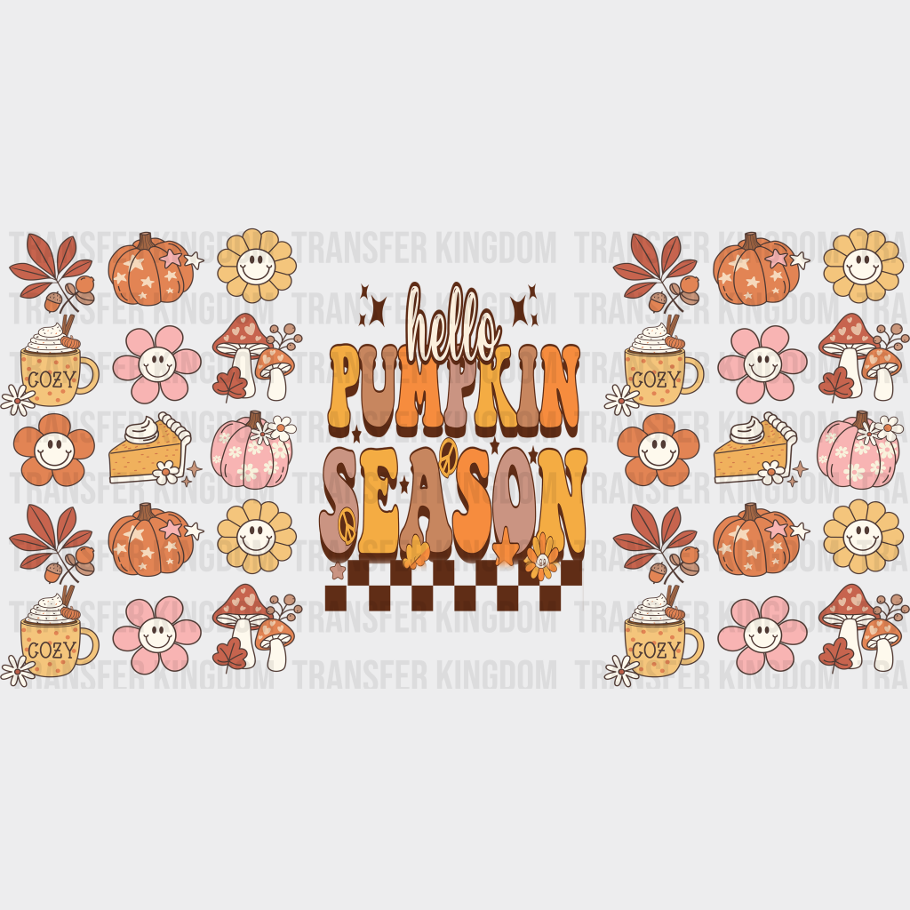 Hello Pumpkin Season - Fall Cup Wrap Uv Sticker Permanent Dtf Decal